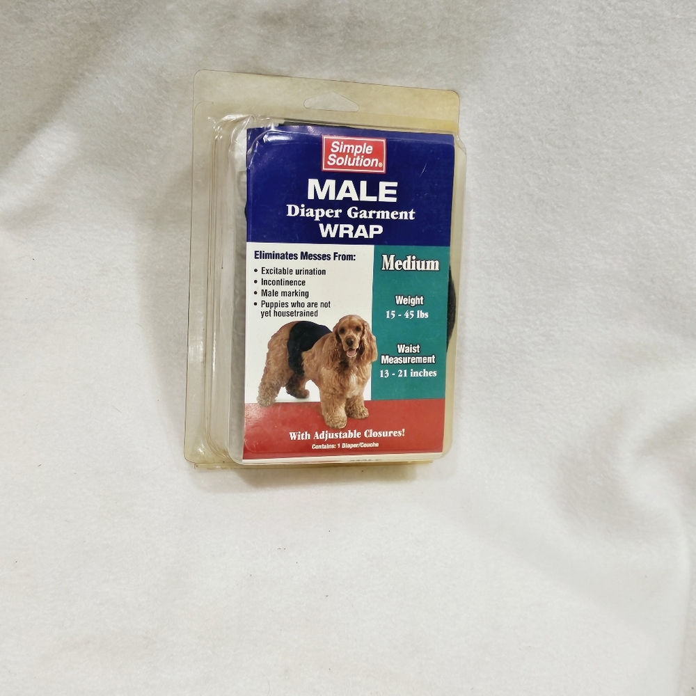 New Simple Solution Male Diaper Garment Wrap For Dogs Size Medium 15-45 LBS